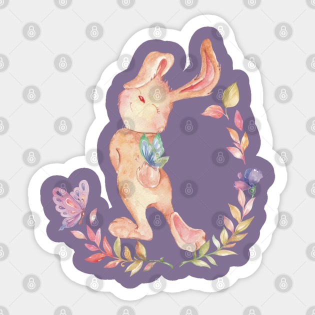 Cute Cottagecore Bunny with Butterflies Sticker by Sheila’s Studio